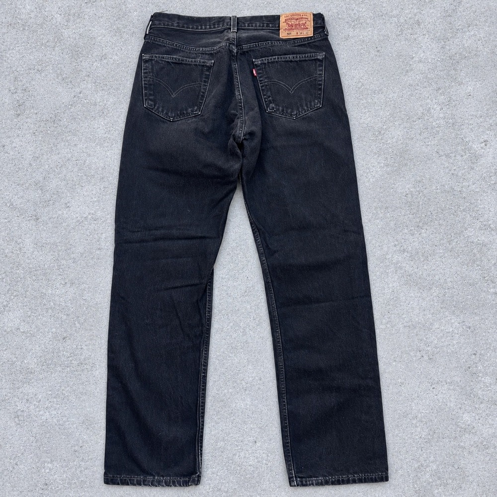 Vintage 90s Levis 501 Black Straight Leg Jeans Made in USA Mens 34x32 Denim